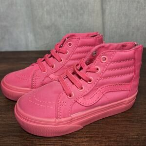 Vans Little Girls triple pink hightop sneakers lace up & zip up skater toddler 7